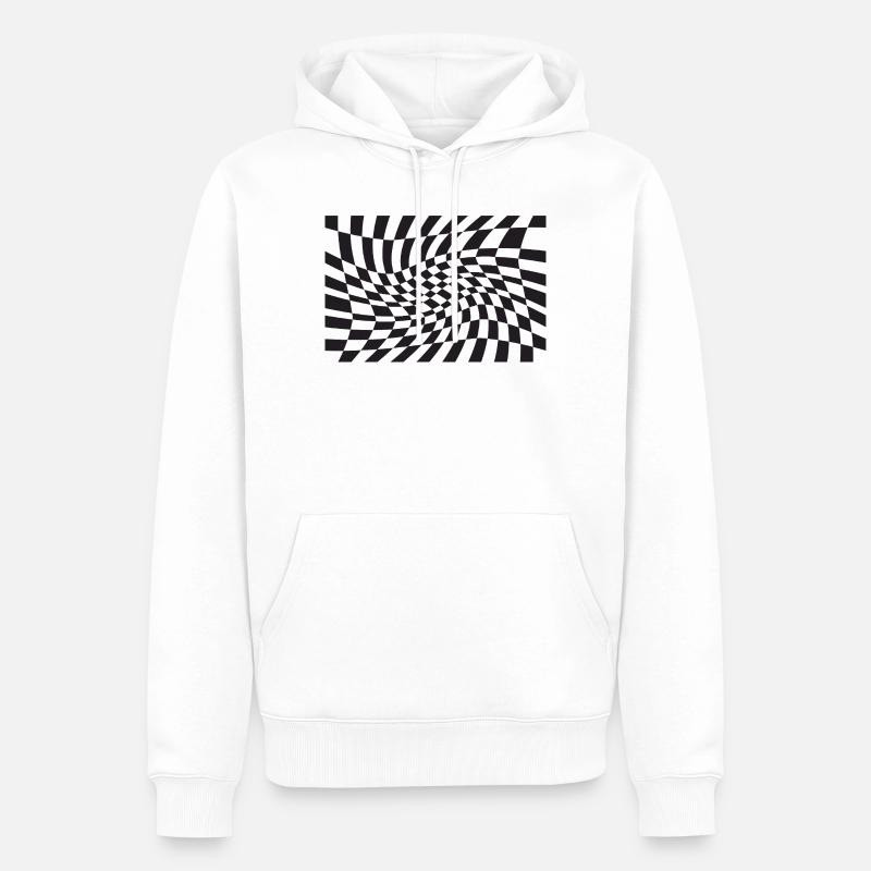 Spirale optique à checker déformé - Sweat à capuche Premium bio Homme - blanc
