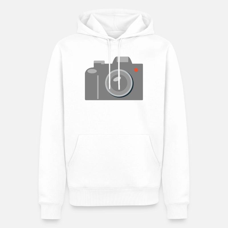 Icône de caméra Gris graphique - Sweat à capuche Premium bio Homme - blanc