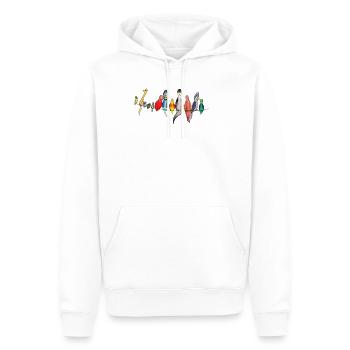 Colorful birds on a leash - Men’s Premium Organic Hoodie - white - Front - Nico (187cm)