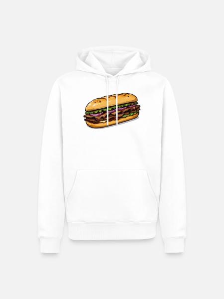 Illustration de sandwich - Sweat à capuche Premium bio Homme - blanc