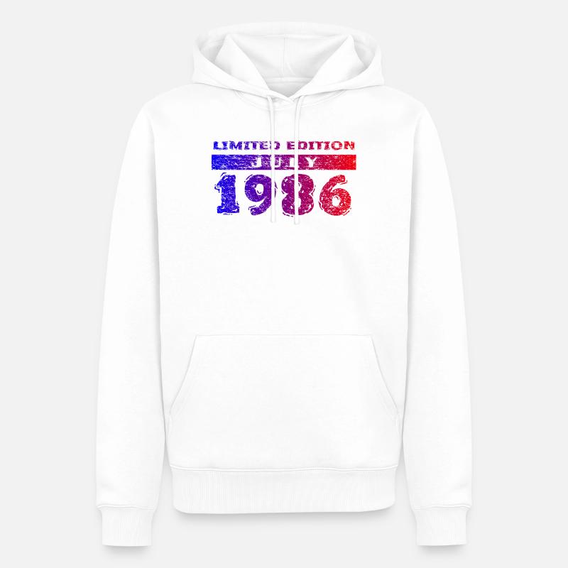 40e anniversaire Édition Limitée 07/1986 - Sweat à capuche Premium bio Homme - blanc