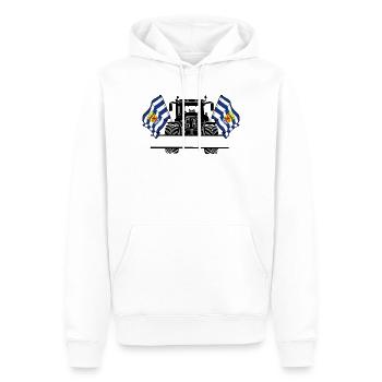 Zeeland_Tractor_Custom_Edition - Männer Premium Bio Hoodie - Weiß - Vorne - Nico (187cm)