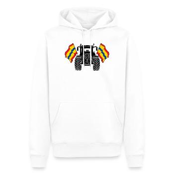 Overijssel_Tractor_Pride - Männer Premium Bio Hoodie - Weiß - Vorne - Nico (187cm)
