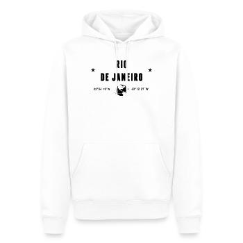 Rio De Janeiro Coordinates Earth - Men’s Premium Organic Hoodie - white - Front - Nico (187cm)