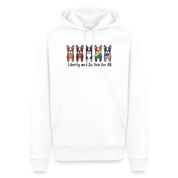 Mois de la fierté LGBTQ avec la liberté et la justice pour tous - Sweat à capuche Premium bio Homme - blanc - Devant - Nico (187cm)