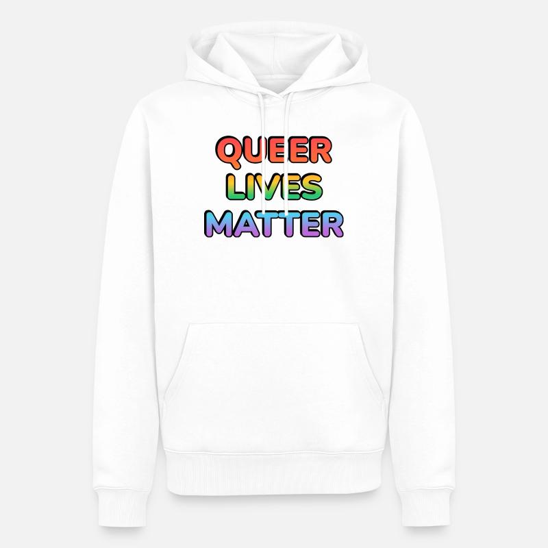 Queer Lives Matter Regenbogen - Männer Premium Bio Hoodie - Weiß
