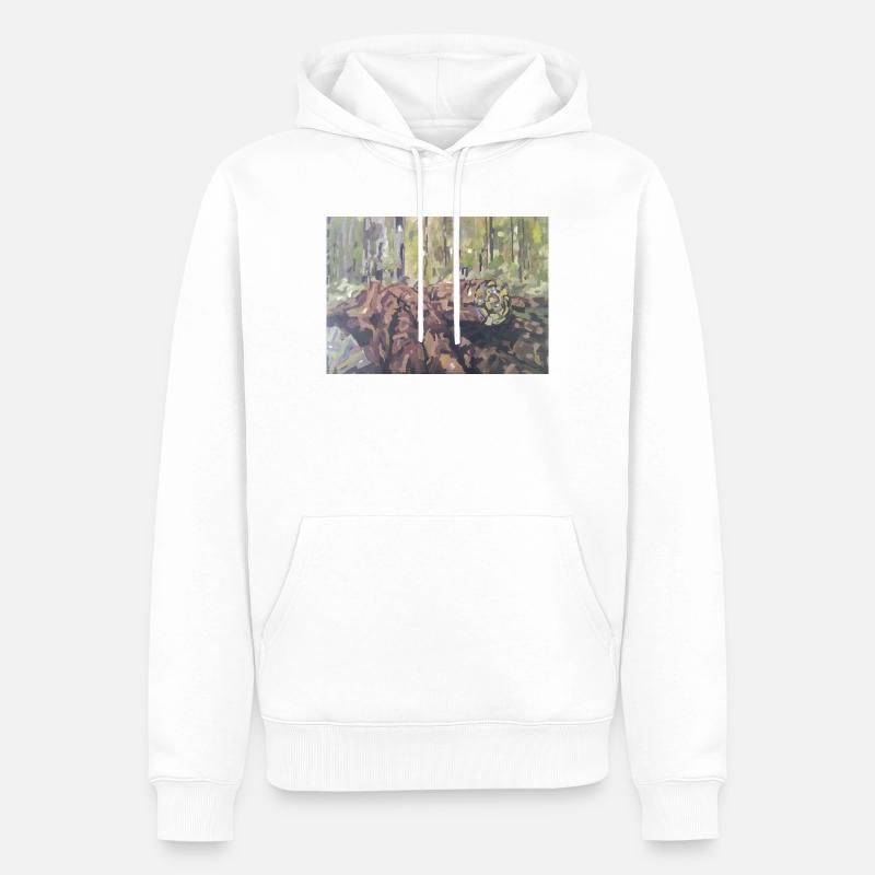 Baumstämme im Wald – eine impressionistische Landschaft - Männer Premium Bio Hoodie - Weiß