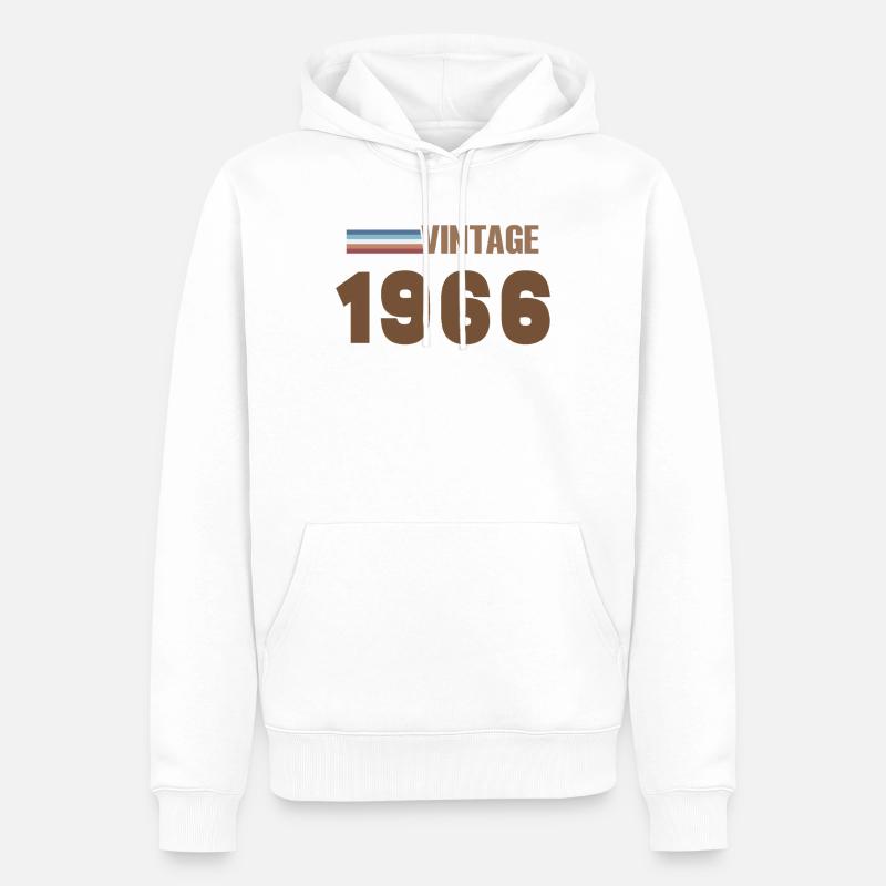 T-Shirt 60 Ans 1966 Script Manuscrit - Sweat à capuche Premium bio Homme - blanc