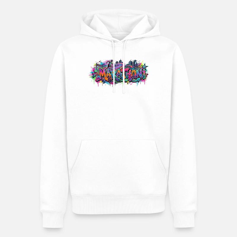 Farbrausch Marathon Graffiti - Sweat à capuche Premium bio Homme - blanc