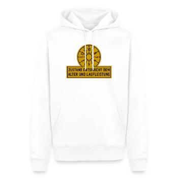 Zustand entspricht dem Alter lustige Auto Sprüche - Männer Premium Bio Hoodie - Weiß - Vorne - Nico (187cm)