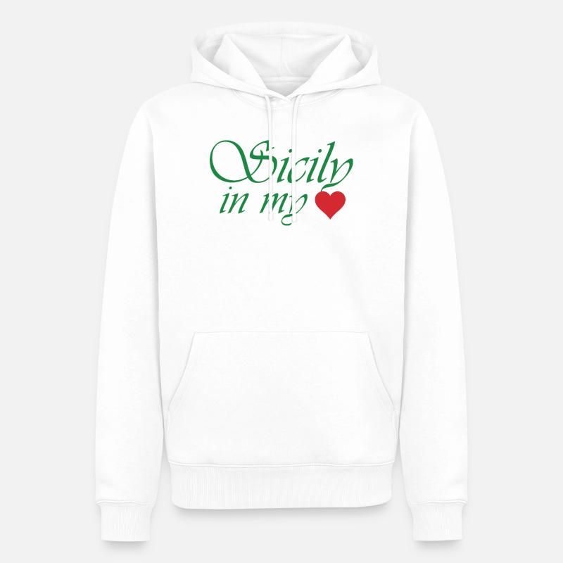 La Sicile dans mon cœur - Sweat à capuche Premium bio Homme - blanc