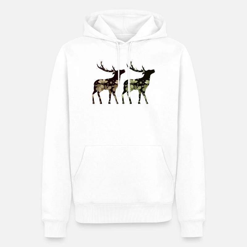 Cerf - Sweat à capuche Premium bio Homme - blanc