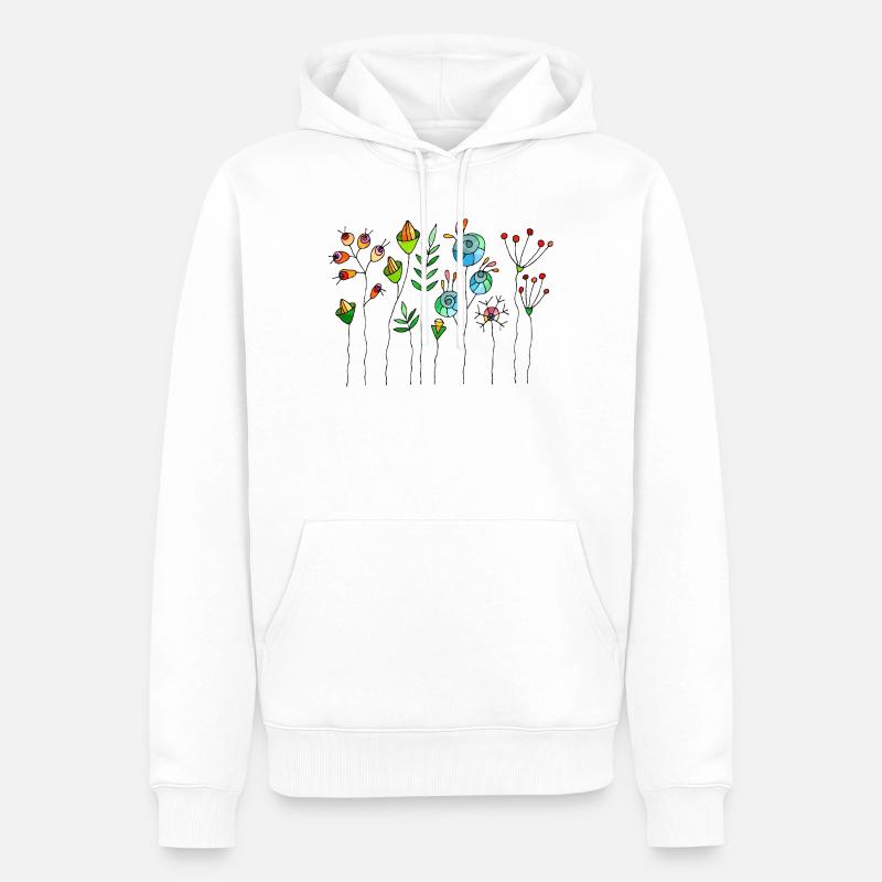 Fleur - Sweat à capuche Premium bio Homme - blanc