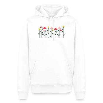 Herzblumen auf minimalem Schwarz - Männer Premium Bio Hoodie - Weiß - Vorne - Nico (187cm)