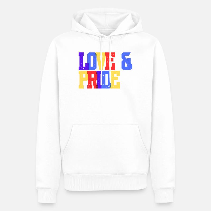 Liebe und Pride Regenbogen - Männer Premium Bio Hoodie - Weiß