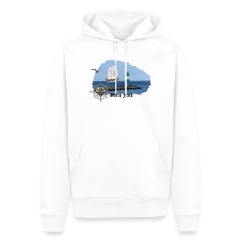 Segler & Leuchtturm an der Nordsee - Männer Premium Bio Hoodie - Weiß - Vorne - Nico (187cm)