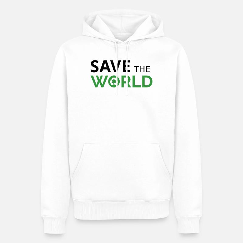 Rette die Welt - Männer Premium Bio Hoodie - Weiß