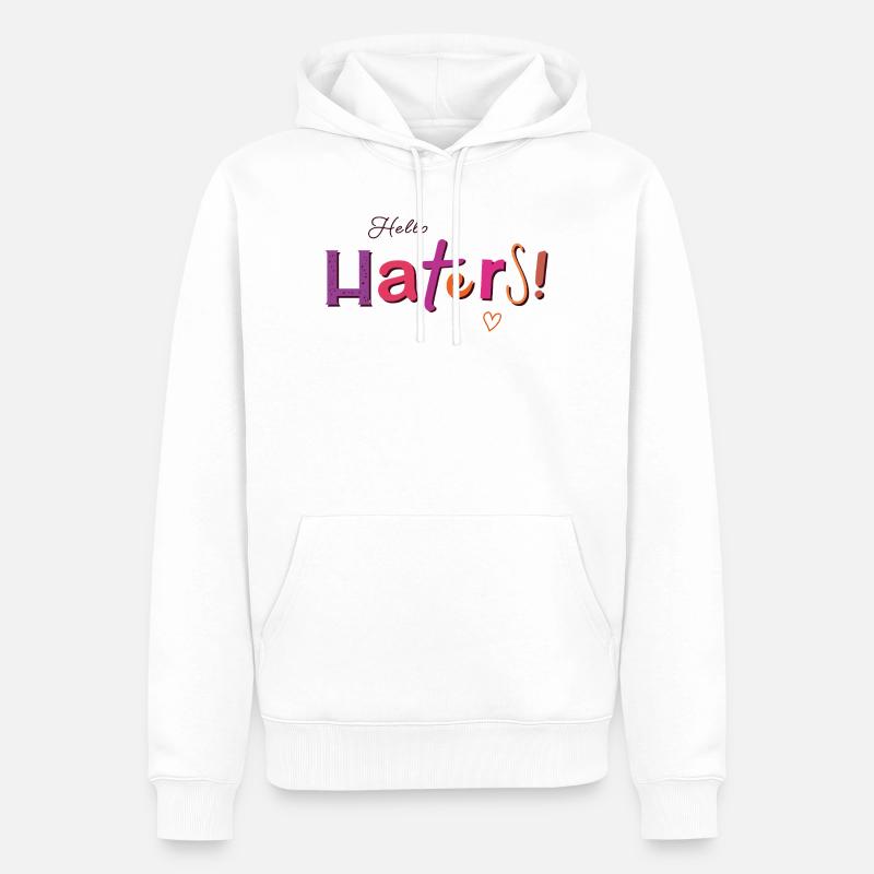 Hello Haters! Cooler Spruch - Männer Premium Bio Hoodie - Weiß