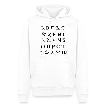 Alphabet copte (noir) - Sweat à capuche Premium bio Homme - blanc - Devant - Nico (187cm)