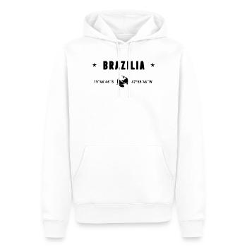 Brasilia Brazil Coordinates Planet Earth - Men’s Premium Organic Hoodie - white - Front - Nico (187cm)