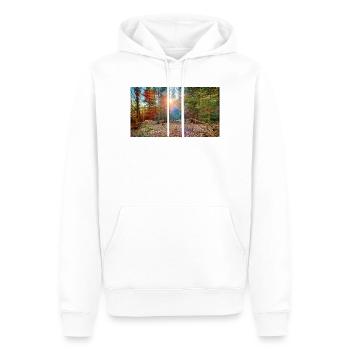 Lumière du soleil dans la forêt d’automne - Sweat à capuche Premium bio Homme - blanc - Devant - Nico (187cm)