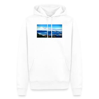 Paysage montagneux matinal de brouillard - Sweat à capuche Premium bio Homme - blanc - Devant - Nico (187cm)