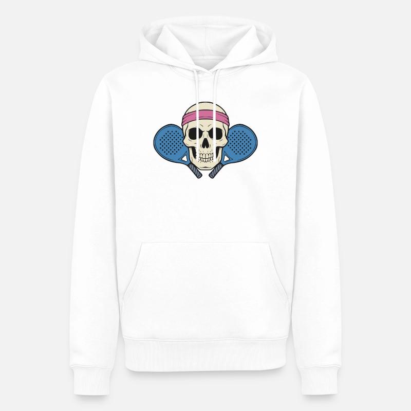 Crâne de Padel - Sweat à capuche Premium bio Homme - blanc