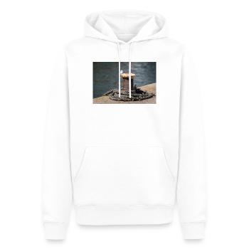 Poller im Hafen von Büsum Deutschland Poster - Männer Premium Bio Hoodie - Weiß - Vorne - Nico (187cm)