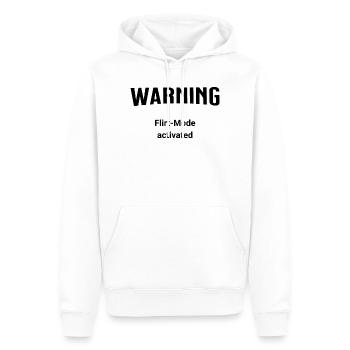Warning - Flirt-Mode activated - Men’s Premium Organic Hoodie - white - Front - Nico (187cm)