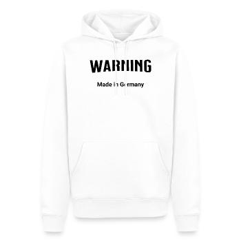 Warning - Made in Germany - Männer Premium Bio Hoodie - Weiß - Vorne - Nico (187cm)