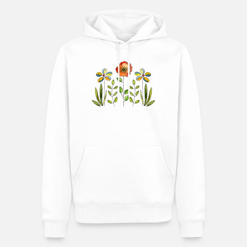 Fleur - Sweat à capuche Premium bio Homme - blanc