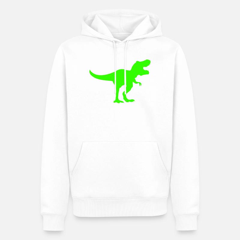 Silhouette de Dino Rex Vert - Sweat à capuche Premium bio Homme - blanc