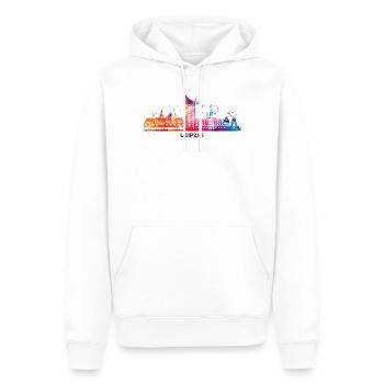 Leipziger Skyline Bunt Stadtbild Leipzig - Männer Premium Bio Hoodie - Weiß - Vorne - Nico (187cm)