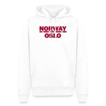 Oslo Retro Blockbuchstaben - Männer Premium Bio Hoodie - Weiß - Vorne - Nico (187cm)