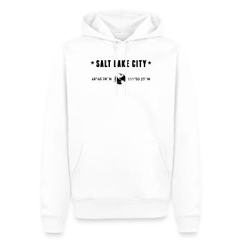 Coordonnées de Salt Lake City, Utah : Globe - Sweat à capuche Premium bio Homme - blanc - Devant - Nico (187cm)