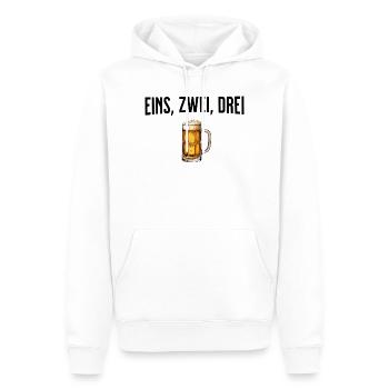Eins, Zwei, Drei, Bier - Männer Premium Bio Hoodie - Weiß - Vorne - Nico (187cm)
