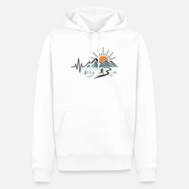 Course sur sentier - Sweat à capuche Premium bio Homme - blanc