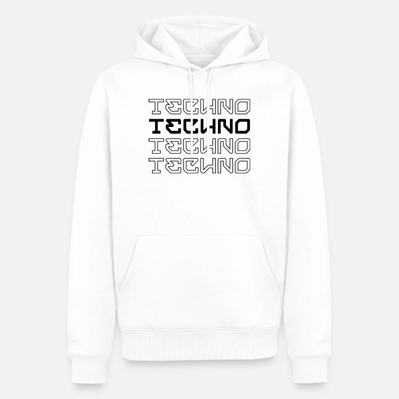 Techno-modernes Typografie-Logodesign - Männer Premium Bio Hoodie - Weiß