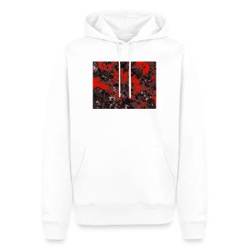 Crimson Branches in Noir Bloom - Männer Premium Bio Hoodie - Weiß - Vorne - Nico (187cm)