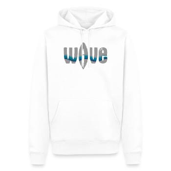 Typographie ondulatoire avec rubans bleus - Sweat à capuche Premium bio Homme - blanc - Devant - Nico (187cm)
