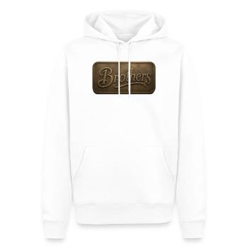 Plaque en relief de bronze des Frères - Sweat à capuche Premium bio Homme - blanc - Devant - Nico (187cm)