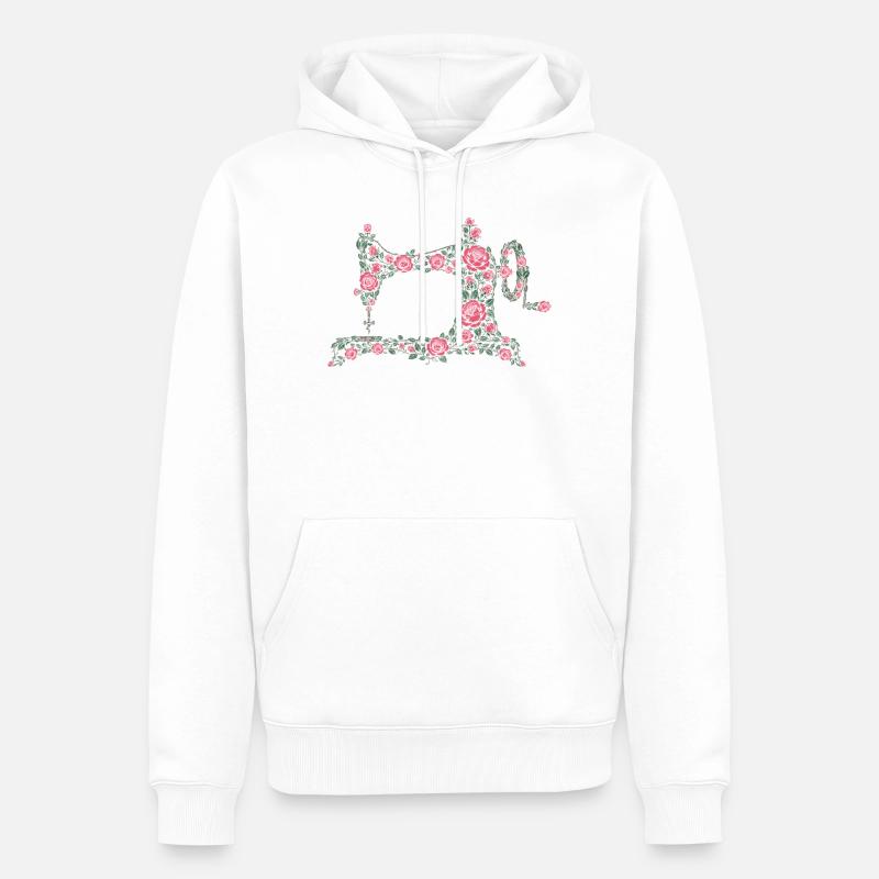 machine à coudre - Sweat à capuche Premium bio Homme - blanc
