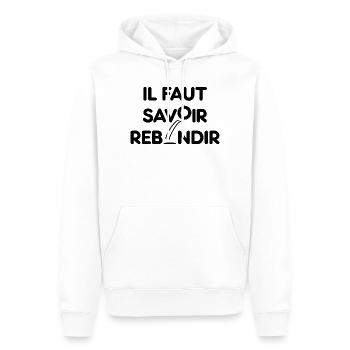 IL FAUT SAVOIR REBONDIR ! - Motivation et résilien - Sweat à capuche Premium bio Homme - blanc - Devant - Nico (187cm)