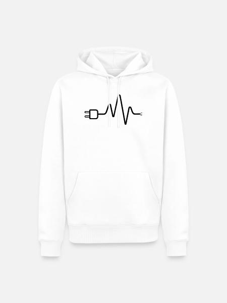 Elektriker EKG Stecker Kabel Herzschlag - Männer Premium Bio Hoodie - Weiß