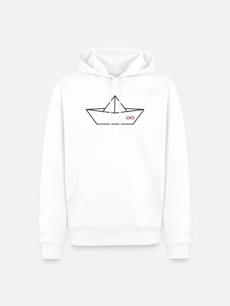 Origami Papierboot mit Unendlichkeitszeichen - Männer Premium Bio Hoodie - Weiß