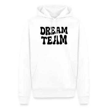 Retro Seventies Dream Team Typografie - Männer Premium Bio Hoodie - Weiß - Vorne - Nico (187cm)