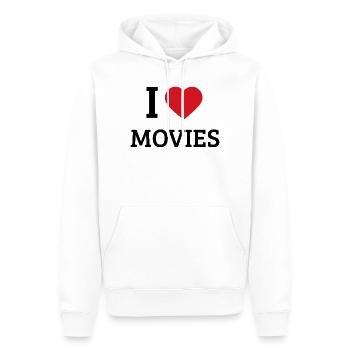 J’adore les films – Cinéma drôle & design cinématographique - Sweat à capuche Premium bio Homme - blanc - Devant - Nico (187cm)