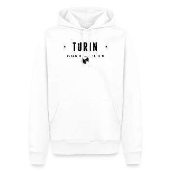 Turin Italy Coordinates Gps Globe - Men’s Premium Organic Hoodie - white - Front - Nico (187cm)