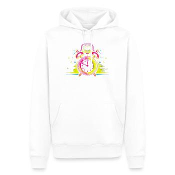 Wecker Synthwave - Männer Premium Bio Hoodie - Weiß - Vorne - Nico (187cm)