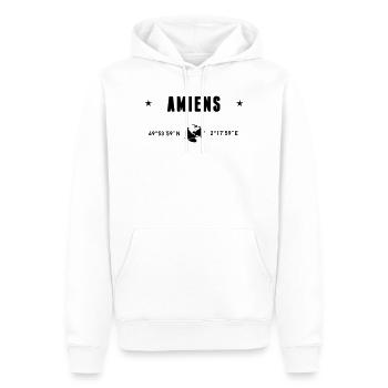 Amiens France Coordonnées Gps Globe - Sweat à capuche Premium bio Homme - blanc - Devant - Nico (187cm)